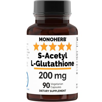 MONOHERB S-Acetyl L-glutathione 200mg - 90 Vegetarian Capsules