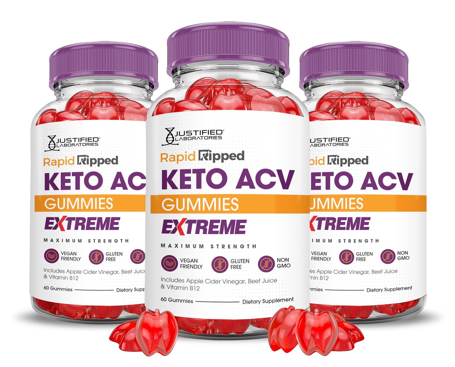 (3 Pack) Rapid Ripped Keto ACV Gummies Extreme 2000MG Rapidripped Keto Gummies Apple Cider Vinegar Formulated with Pomegranate Beet Juice Powder B12 Vegan Non GMO 180 Gummys