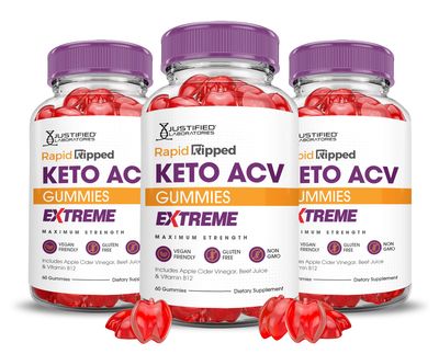 (3 Pack) Rapid Ripped Keto ACV Gummies Extreme 2000MG Rapidripped Keto Gummies Apple Cider Vinegar Formulated with Pomegranate Beet Juice Powder B12 Vegan Non GMO 180 Gummys