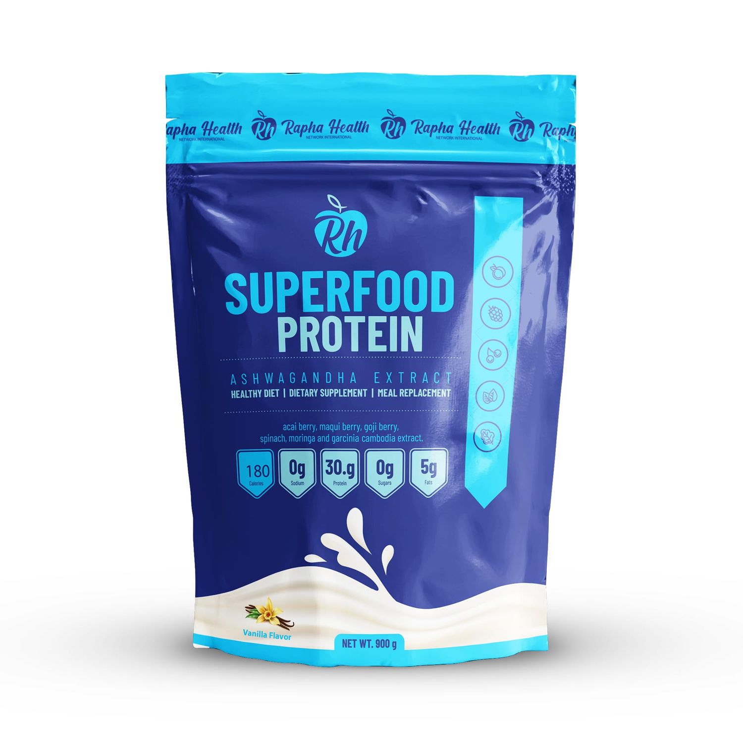 RAPHA HEALTH - Superfood Whey Protein (Vanilla) | High-Protein Blend with Organic Superfoods &amp; Probiotics | Immune &amp; Muscle Support | Gluten &amp; GMO Free |15 Servings