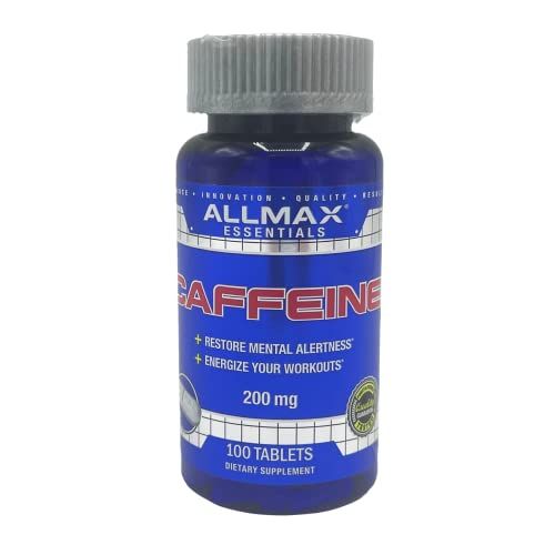 ALLMAX Nutrition Caffeine Pills, Sustained Energy &amp; Pre - Workout Mental Focus, Fast Absorbing &amp; Vegan, 200 mg, 100 Tablets