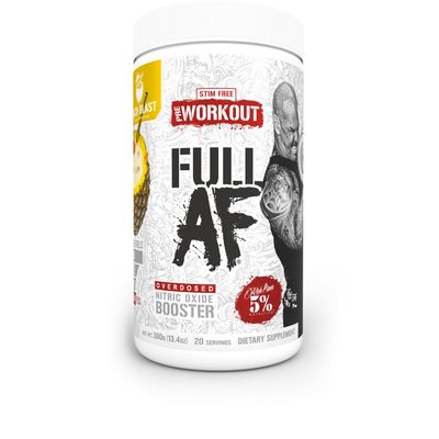 5% Nutrition Full AF Pre-Workout | Stim-Free with Massive Pumps | L-Citrulline, L-Taurine, Nitrosigine, GlycerSize | 13.4oz (Beach Blast)