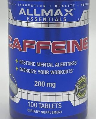 ALLMAX Nutrition Caffeine Pills, Sustained Energy &amp; Pre - Workout Mental Focus, Fast Absorbing &amp; Vegan, 200 mg, 100 Tablets