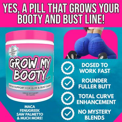 SPAZMATIC Grow My Booty Plus Butt Enhancement Booty Pills - Mega Booty and Bust Fast Growth Formula Glute Booster