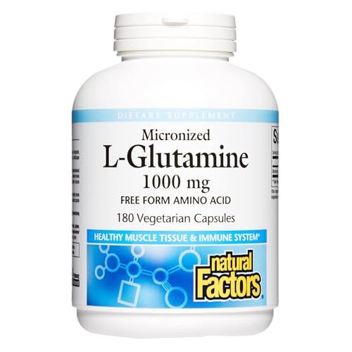 Natural Factors, Micronized L-Glutamine 1000 mg, Supports Muscles and Immune Function, 180 Capsules