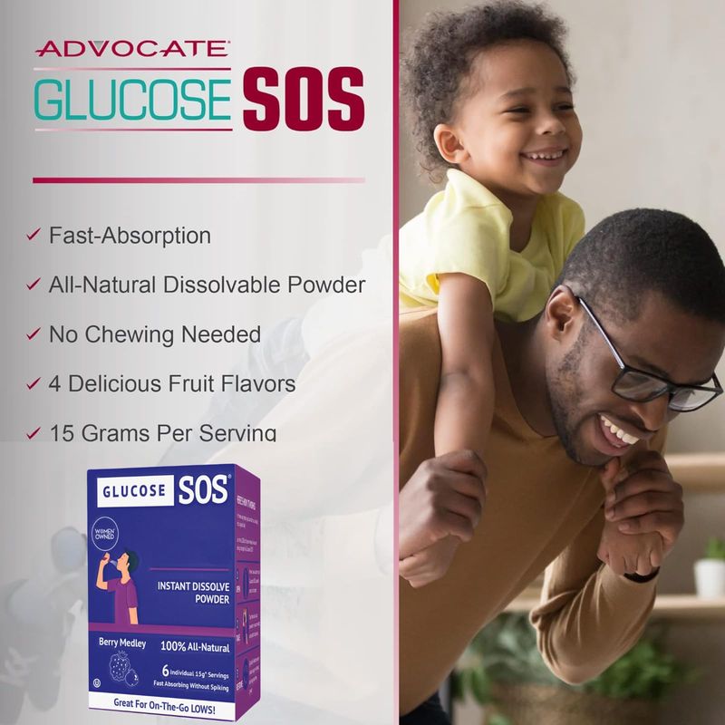 Glucose SOS Glucose Powder - Natural Dextrose Powder Packets - Fast-Absorption - Instantly Dissolves - No Water Needed - Berry Medley - 12 Packets