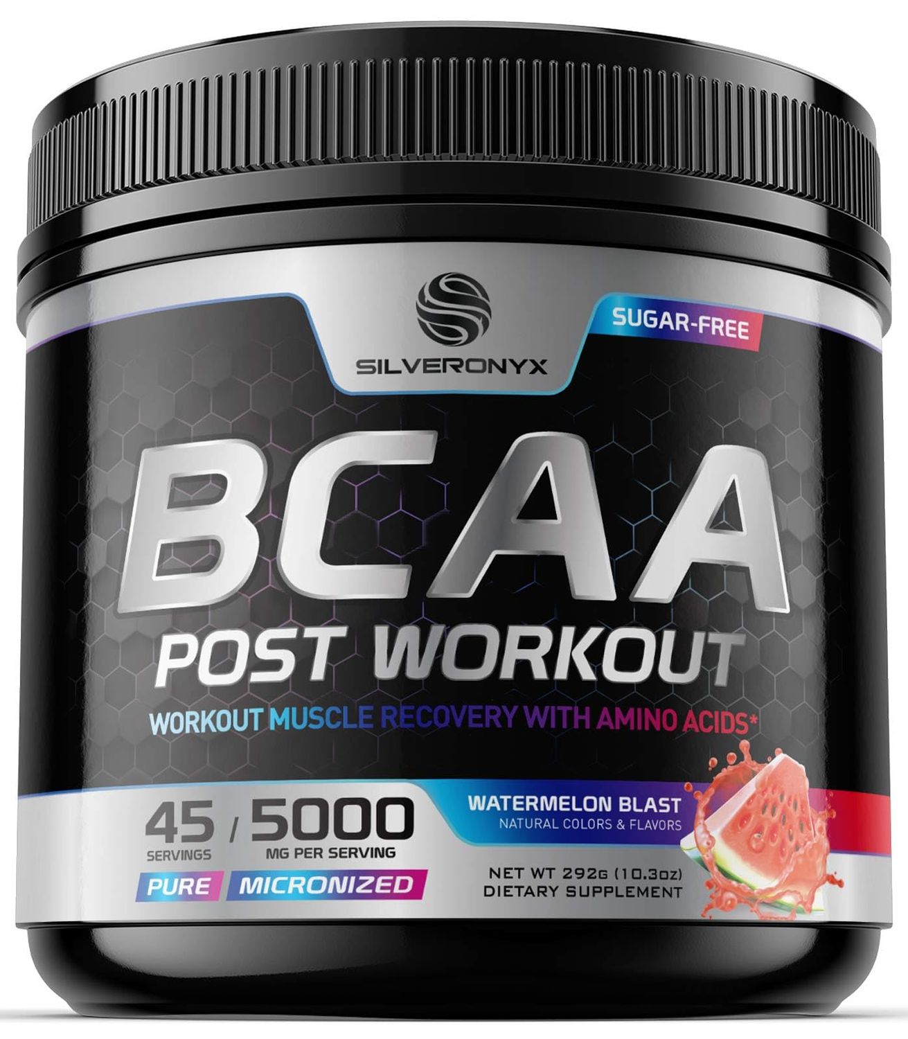 Amino Muscle Recovery Powder with BCAAs - After Workout Recovery Drink for Women &amp; Men - BCAA Branched Chain Amino Acids - Pre Workout Sport Energy Mix - Keto, Caffeine Free, Watermelon - 45 Servings