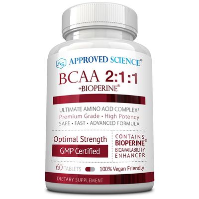 Approved Science BCAA Supplement - 60 Tablets - 2400mg - Increase Performance and Enhance Muscle Development - L-Leucine, L-Isoleucine, L-Valine - Made in USA, Non-GMO