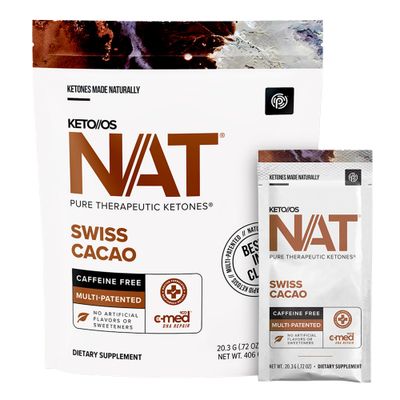 Keto//OS NAT Swiss Cacao - Caffeine Free - Exogenous Ketones - Supplement for Men and Women (20 Count)