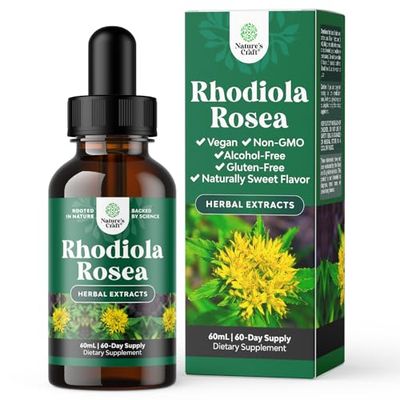 High Potency Rhodiola Rosea Tincture -Liquid Rhodiola Supplement for Stress Energy and Mood Support with 3% Salidrosides Rhodiola Rosea Extract - Vegan Non-GMO &amp; Alcohol-Free (60 Servings)