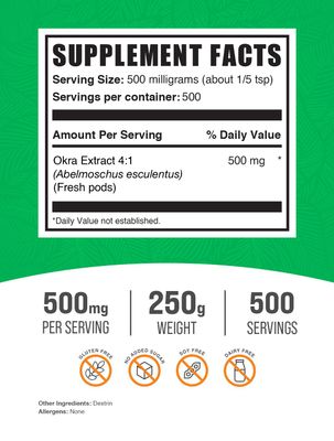 BulkSupplements.com Okra Extract Powder - Digestion Supplement - Bowel Movement Supplements (250 Grams - 8.8 oz)