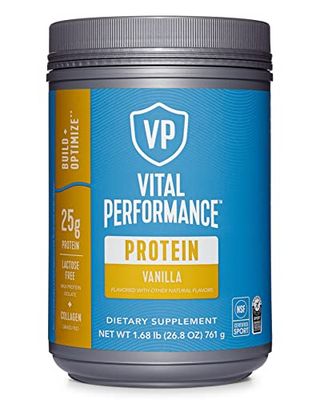 Vital Proteins Performance Powder, 25g Lactose-Free Milk Protein Isolate Casein &amp; Whey Blend, NSF for Sport Certified, 10g Collagen Peptides, 8g EAAs, 5g BCAAs, Gluten-Free - Vanilla, 1.68lb