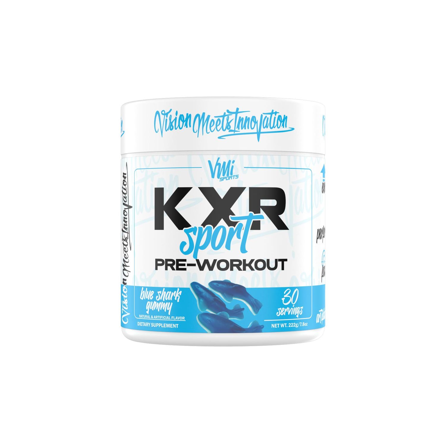 K-XR Sport Pre-Workout Powder | Energy - Performance - Focus and Pumps | Maximum Absorption Formula | Great Taste for Men &amp; Women | 30 Servings (30 Servings, Blue Shark Gummy)