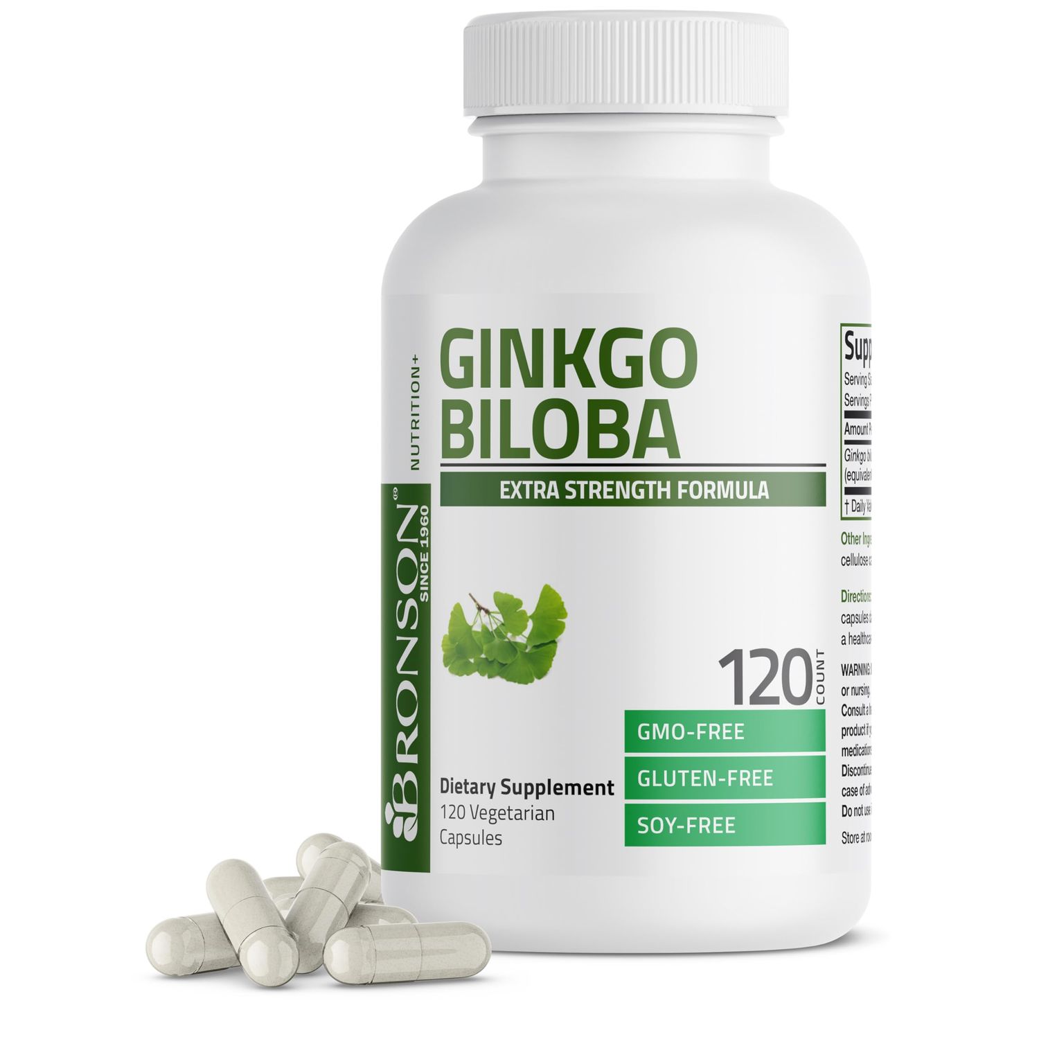 Bronson Ginkgo Biloba Extra Strength Supports Brain Function &amp; Memory Support, 120 Vegetarian Capsules