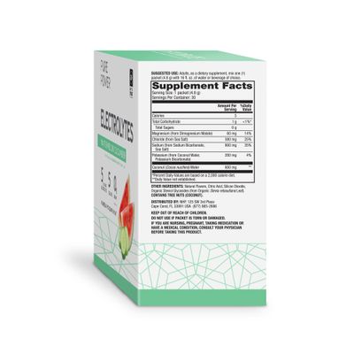 Dr. Mercola Pure Power Electrolytes, Watermelon Cucumber Flavor, 5.13 oz (145.6 g), 30 Servings (30 Packets), 5 Calories and 0g Sugar Per Serving