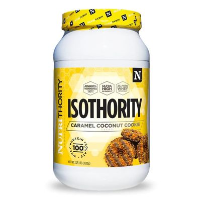 Isothority Whey Protein Isolate, Caramel Coconut Cookie, 2 lb - Ultra Absorbable Branched Chain Amino Acids (BCAA) Powder with 25g Per Serving, Low Carb - Build Muscle &amp; Accelerate Recovery