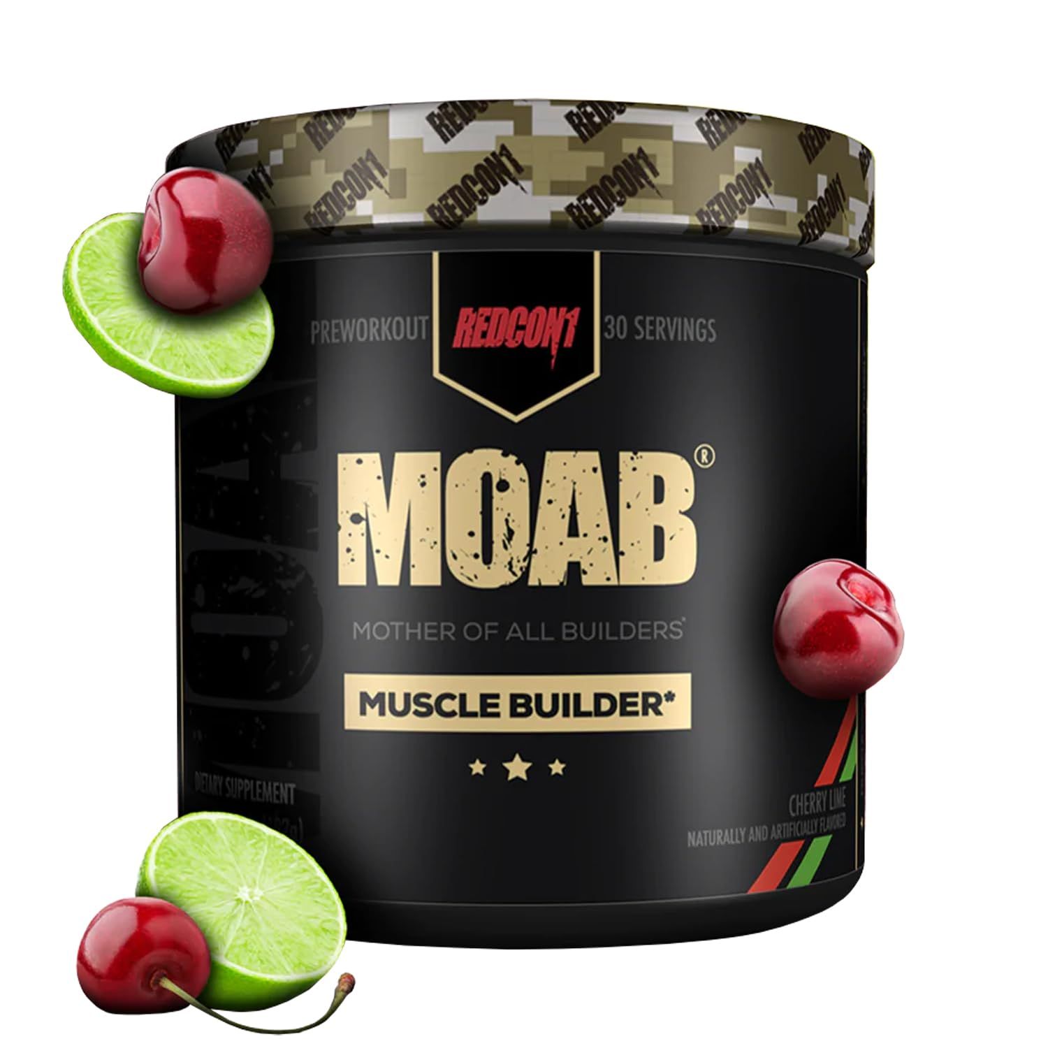 REDCON1 Moab, Cherry Lime - Keto Friendly + Gluten Free Muscle Building Supplement - Contains Calcium HMB Powder &amp; HICA to Support Lean Muscle Growth (30 Servings)