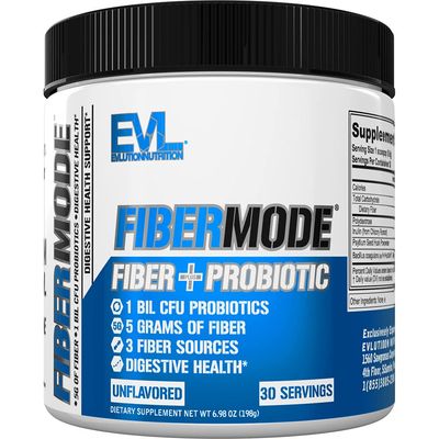 Evlution Nutrition FiberMode - Fiber + Probiotic Powder - Digestive Health &amp; Immune Support - 1bil CFU Probiotics + 5g Fiber - Gluten Free &amp; Vegan - Unflavored - Dietary Supplement - 30 Servings