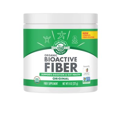 Manitoba Harvest Organic BioActive Fiber Supplement with 6g Fiber per Serving - Digestive Hemp &amp; Psyllium Husk Powder - Non-GMO, Vegan &amp; Kosher, 8oz