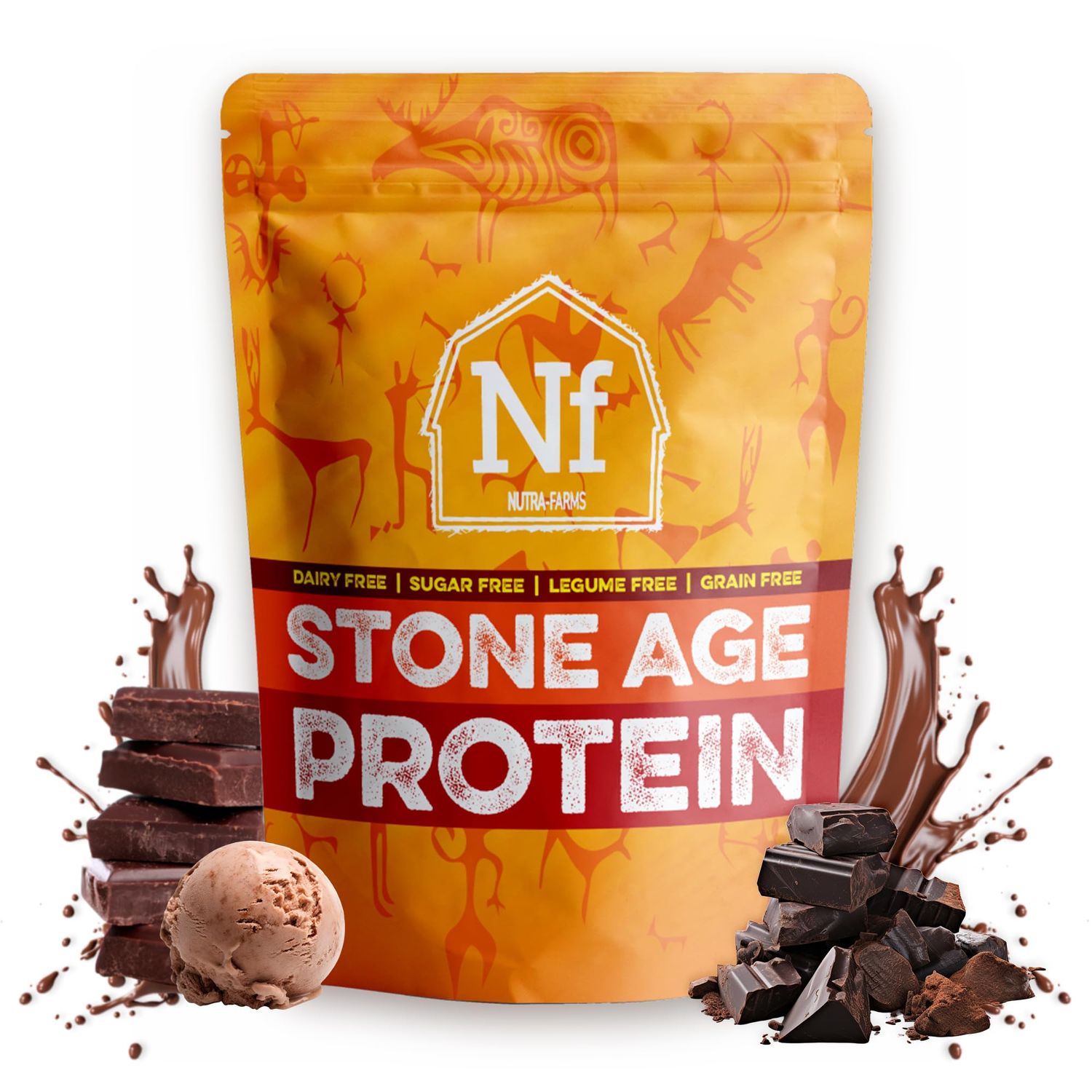 Nutra Farms Stone Age Protein | Gluten-Free Egg White Protein Powder | Egg White Powder | Dairy Free, Sugar Free &amp; Gut-Friendly | Chocolate, 2 lbs
