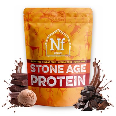 Nutra Farms Stone Age Protein | Gluten-Free Egg White Protein Powder | Egg White Powder | Dairy Free, Sugar Free &amp; Gut-Friendly | Chocolate, 2 lbs