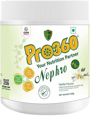 AZAZ Pro360 Nephro HP - Dialysis Care Nutritional Protein Drink (Vanilla Flavour) No Added Sugar, Special Dietary Supplement for Kidney/Renal Health, 400 Gm