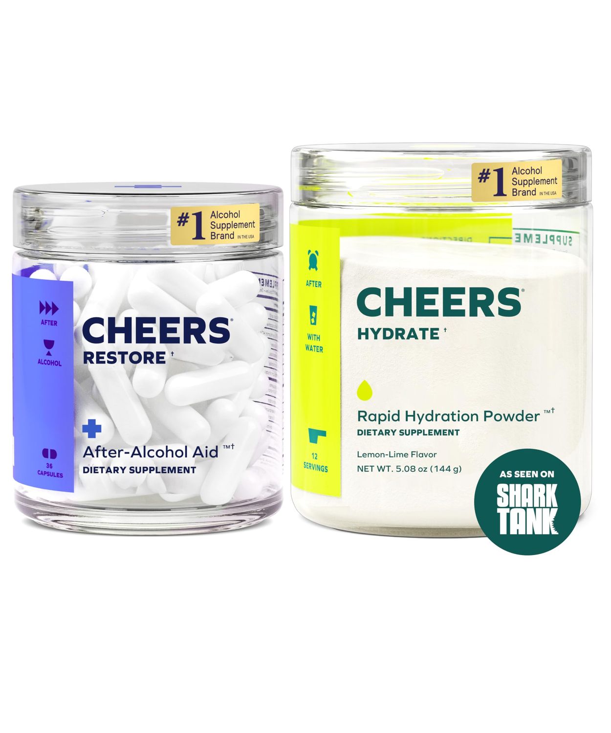 Cheers Classic Combo | Restore + Hydrate | Rehydrate &amp; Feel Better After Drinking | DHM, L-Cysteine, B-Vitamins, Electrolytes | 12 Doses Each | Liver Support | Electrolyte Supplements