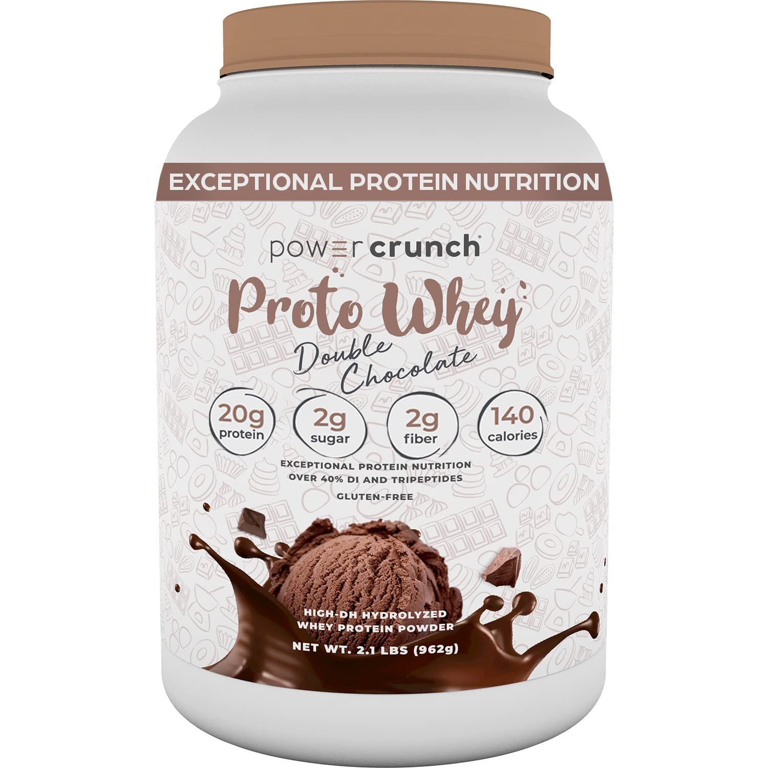 Power Crunch Proto Whey Double Chocolate Protein Powder, 20g Protein, 26 Servings 1 Container of 2.1 LBS (962 g)