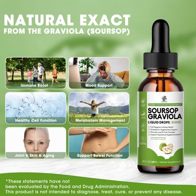 iMATCHME Soursop Graviola Liquid Drop for Cell Support &amp; Regeneration, Immune Boost, Relax, Liver and Sleep, Soursop Bitters Liquid, Herbal Goodness, Sugar/Gluten Free, Natural Flavor, 2 Fl Oz