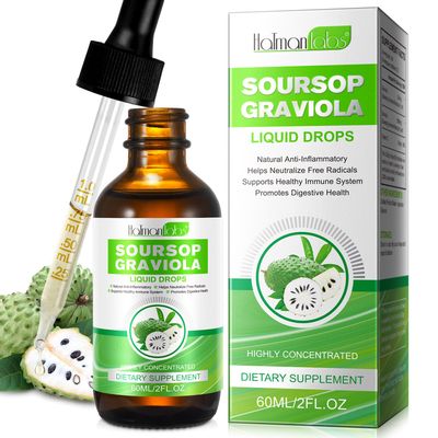 Soursop Graviola Liquid Drop, Soursop Leaves Extract, Soursop Bitters Liquid for Cell Support &amp; Regeneration, Immune Boost, Antioxidant, Herbal Goodness, Sugar/Gluten Free (2 Fl Oz (Pack of 1))