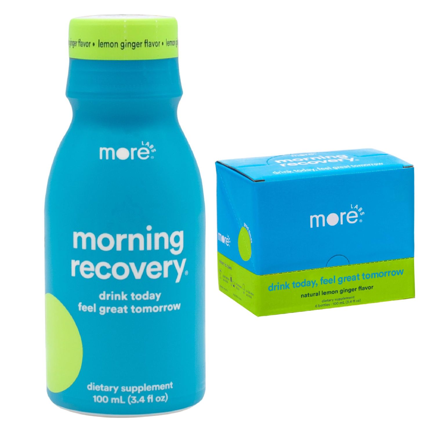 Morning Recovery Electrolyte, Milk Thistle Drink Proprietary Formulation to Hydrate While Drinking for Morning Recovery, Highly Soluble Liquid DHM, Lemon Ginger, Pack of 6
