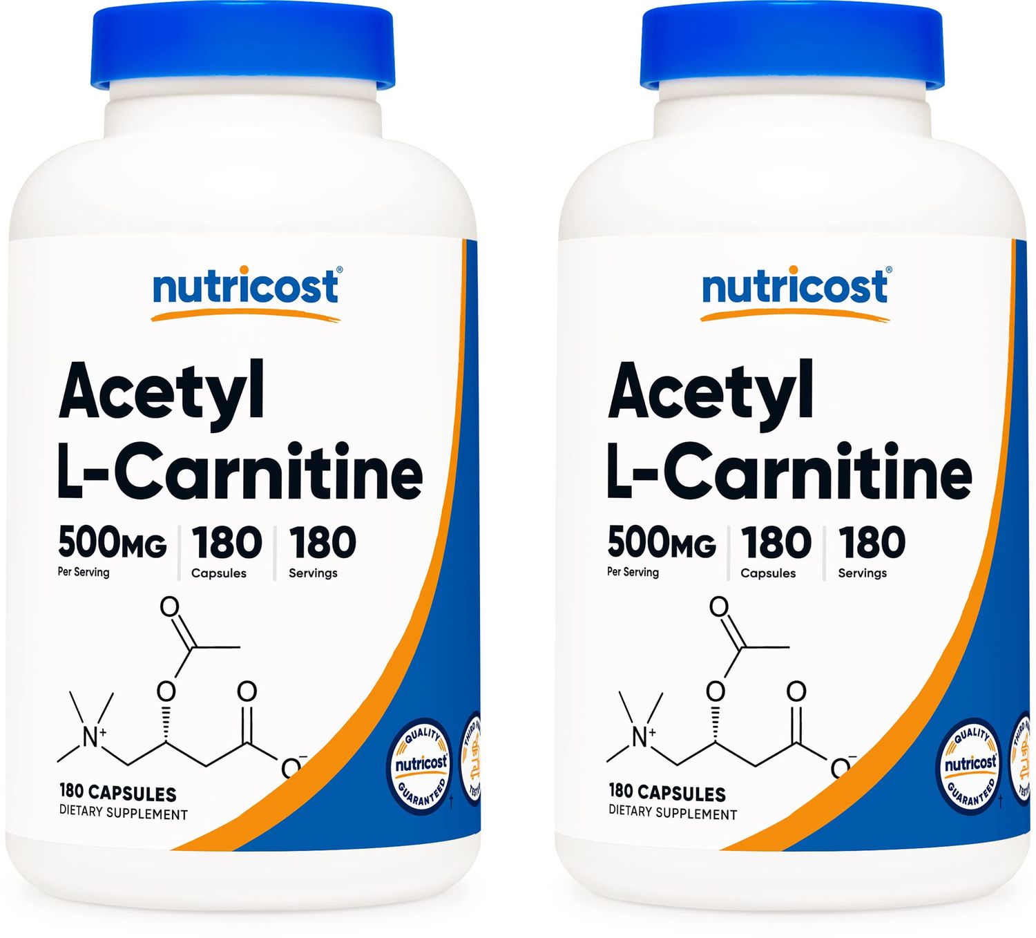Nutricost Acetyl L-Carnitine 500mg, 180 Capsules - Non-GMO and Gluten Free (2 Bottles)