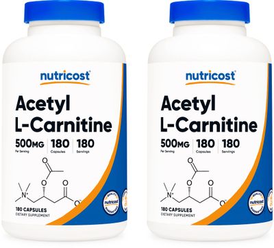 Nutricost Acetyl L-Carnitine 500mg, 180 Capsules - Non-GMO and Gluten Free (2 Bottles)