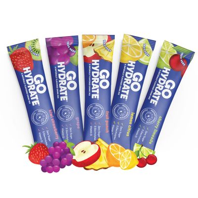 GoHydrate Electrolyte Drink Mix - A Naturally Flavored, Sugar Free, Low Sodium Great Tasting Hydration Powder (Mixed, 30 Count (Pack of 1))
