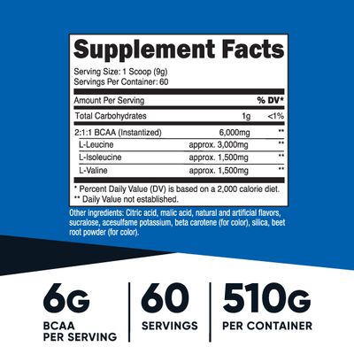 Nutricost BCAA Powder (Orange Mango, 60 Servings) - 2:1:1 Optimal Ratio, Gluten Free, Non-GMO, Vegetarian