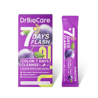 DrBioCare Colon 7 Days Cleanse, 7 Days Flash, Colon Cleanse, Detox &amp; Digestive Support, Prune Flavor - 7 Packs