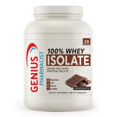 Genius Pharmacist 100% WHEY Isolate Vanilla - 2 lb (909 Grams) - 28 Servings (2 LB, Chocolate)