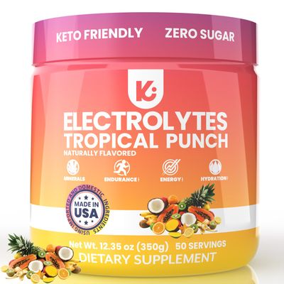 Keppi Keto Electrolytes Powder No Sugar - Sugar Free Electrolytes - Made in USA - Advanced Hydration, Performance &amp; Recovery - Delicious Tropical Flavor - Mixes Easily No Clumps