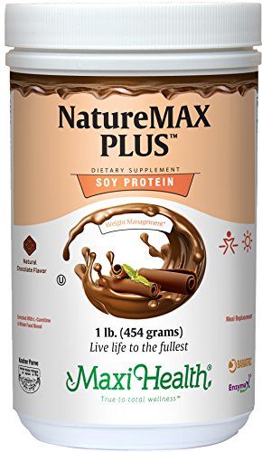 Maxi-Health NatureMAX Plus Energy Support Drink Soy Protein Powder - Sugar Free Diet Supplement - 20g Protein Per Serving - Natural Chocolate Flavor - Kosher Vitamin - 1lb