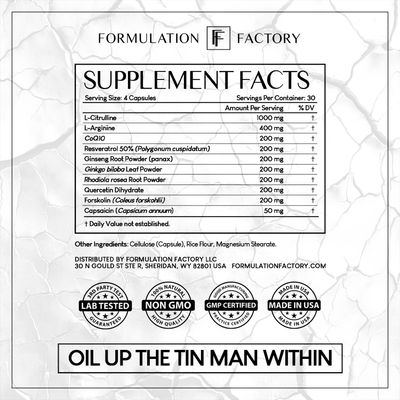 Heart of Steel: 10-in-1 Metabolic Maximizer Nitric Oxide Supplement, Blood Pressure Support, L Arginine, L Citrulline Natural Pre-Workout: Energy Management (120 Capsules - 1 Month)