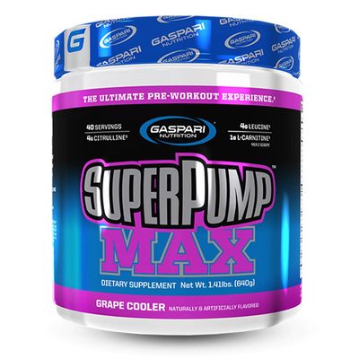 Gaspari Nutrition SuperPump MAX, The Ultimate Pre Workout Powder, Sustained Energy Preworkout, Nitric Oxide Booster, Muscle Growth, Recovery &amp; Replenishes Electrolytes (40 Serving, Grape Cooler)
