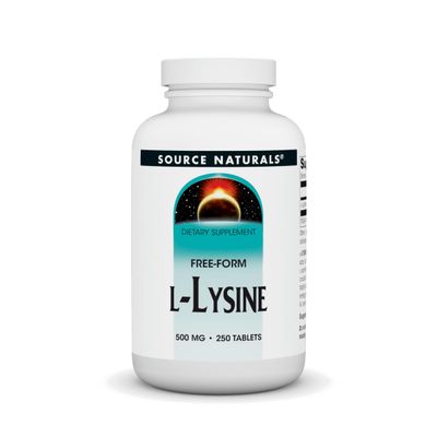 Source Naturals L-Lysine 500 mg Free Form - Amino Acid Supplement Supports Energy Formation &amp; Collagen - 250 Tablets