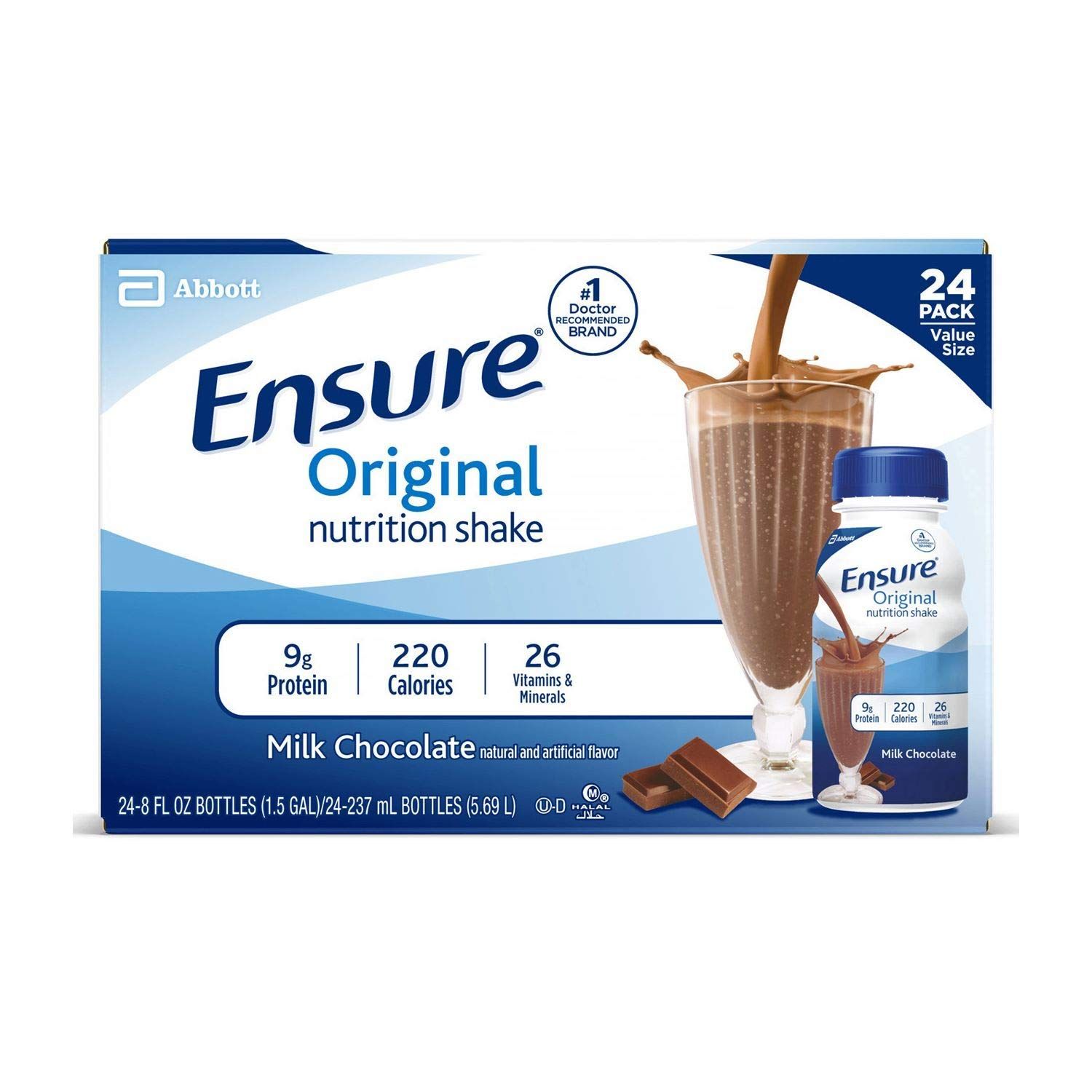 Ensure Original Therapeutic Milk Chocolate, 8 Ounce Recloseable Carton, Abbott 64937 - Case Of 24