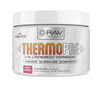 RAW Synergies Pre Workout Thermogenic Fat Burner Powder for Women and Men, Energy &amp; Weight Loss Supplement - Focus &amp; Metabolism Booster Drink - No Artificial Sweeteners, Fruit Punch, 24SV