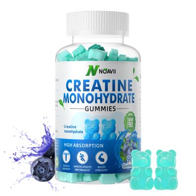 NOAVII Creatine Monohydrate Gummies 5000mg for Men &amp; Women, Chewables Creatine Monohydrate for Muscle Strength, Muscle Builder, Energy Boost, Pre-Workout Supplement(90 Count)-Blueberry