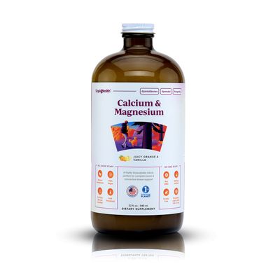LIQUIDHEALTH Calcium &amp; Magnesium Adult Liquid Vitamin Supplement - Bone, Joint, Muscle, Connective Tissue Support, Heart Health, Essential Nutrients - Great Taste, Vegan, Non GMO, Sugar-Free (32 oz)