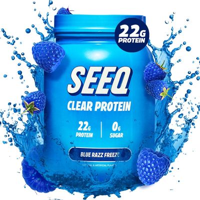 SEEQ Clear Whey Isolate Protein Powder, Blue Razz Freeze, 25 Servings, 22g Protein Per Serving, Sugar-Free, Keto-Friendly, Soy-Free Clear Protein Powder, Juice-Like Protein