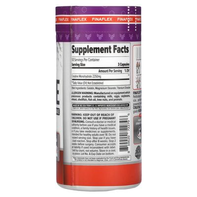 FINAFLEX Pure CREATINE - 150 Capsules - Promotes Muscular Strength, Size &amp; Performance - 100% Pure, Micronized Creatine Monohydrate - 50 Servings