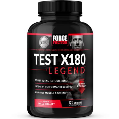 FORCE FACTOR Test X180 Legend Testosterone Booster for Men to Build Muscle &amp; Strength, Performance, Testosterone Supplement for Mens Health, Testosterone Support, 120 Capsules