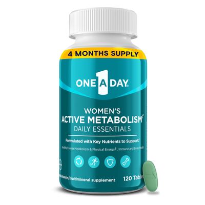 One A Day Women&#39;s Active Metabolism Daily Essential, Multivitamin for Women, Metabolism Support, Vitamins for Women with All 8 B-Vitamins, Vitamin D, Magnesium &amp; More,120 Count